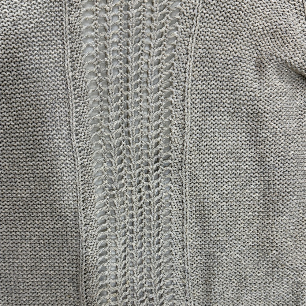 Lucky Brand Taupe Knit Sweater with Sheer Hem Size Medium - Picture 4 of 12